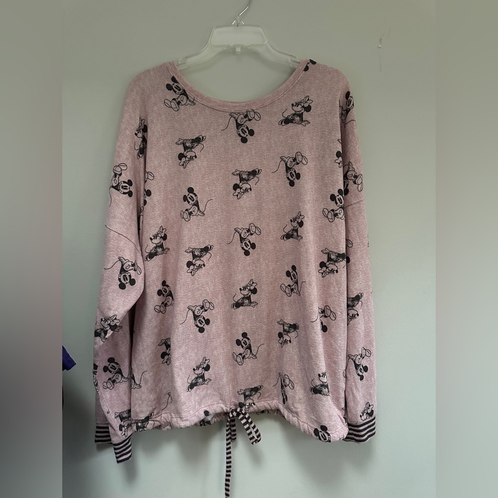 Disney Mickey and Minnie Pink and Gray Cozy Sweater
